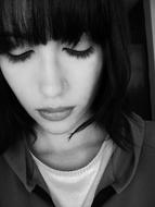 sad woman with beautiful eyelashes