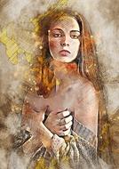 portrait of beautiful sexy girl with long hair, digital art