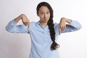 Young Woman finger down