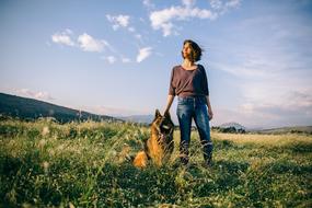 Beautiful Countryside girl and dog