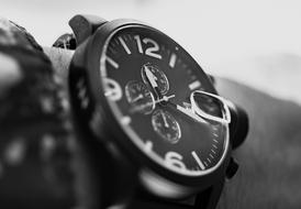 Wrist Watch close-up in black and white background