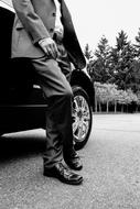 car Handsome Man Suit black and white