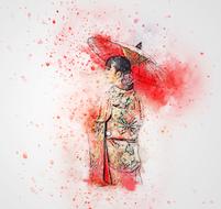 Asian woman with umbrella