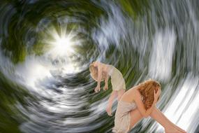girl in a cloud vortex as a fantasy