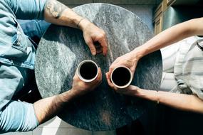 Couple Man hands coffe