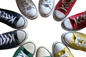 Sneakers red green yellow white
