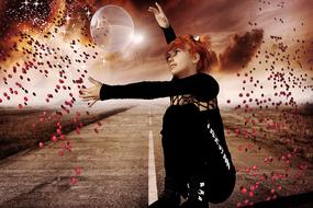 red-haired woman in 3d fantasy