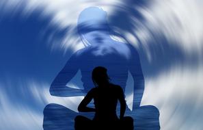 woman in lotus position