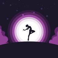 woman silhouette on the Moon background
