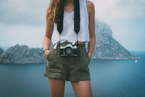Girl Woman Photographer blue lake