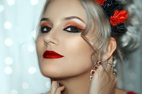 Young Girl with bright red makeup