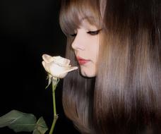 Portrait of Girl Young and flower