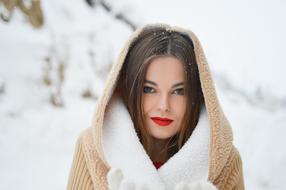 Girl snow landscape