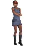 woman in a short dress and boots as a 3d model