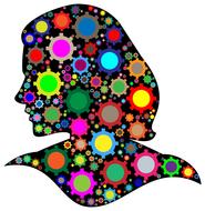 female silhouette in colorful gears