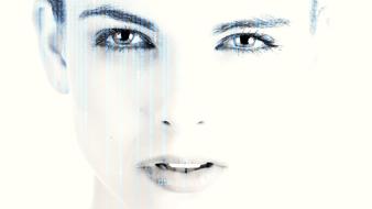 Portrait of the beautiful girl in matrix