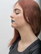 Portrait of young Girl with green lipstick