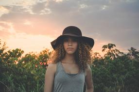 Woman Young Beautiful hat garden