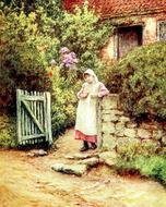 vintage victorian old fashioned girl, helen allingham