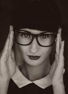 Black And White photo of Person Woman with glasses