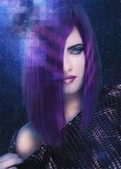 night shot of a girl with purple hair