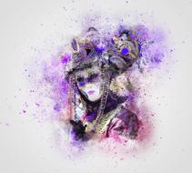 person in venice carnival mask, abstract art