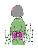 japanese girl green dress drawing