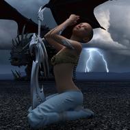 Dragon Sword and Woman 3d drawing