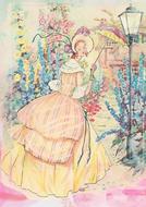 drawing of vintage collage lady dress