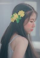asian Girl with flowers in hair