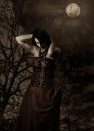 Gothic fantasy, woman in darkness