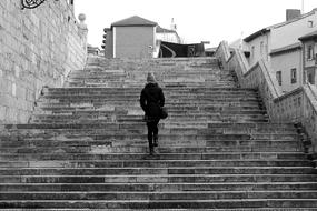 alone woman on stairs