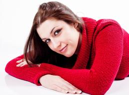 attractive Young Woman in red sweater