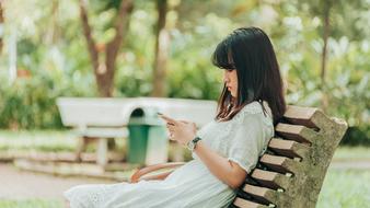 Portrait of Beauty Girl on bench