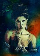 digital portrait of a woman with a high hairstyle