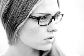 Black And White Portrait of young girl in stylish Eyewear