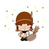 painted girl with a basket of wheat