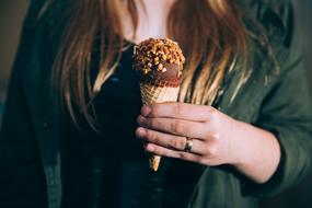 woman with ice cream cone close-up