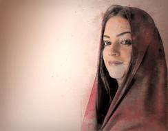 photo portrait of a girl in a scarf
