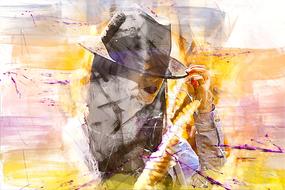 abstract watercolor portrait of a lady