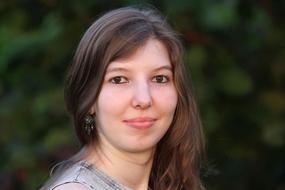 portrait of natural beauty woman on blurred background