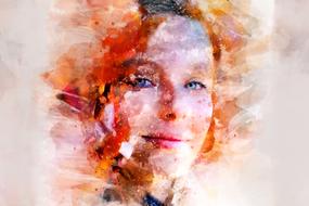 bright watercolor drawing of woman portrait