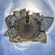 Small Planet, spherical panorama, Village, digital art