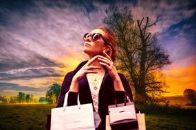 portrait of woman with Shopping Bags Outdoor