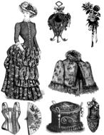 clothing and accessories for ladies, vintage fashion, drawing