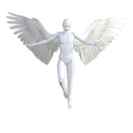 painted white robot angel