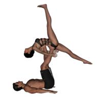 young couple doing gymnastic exercise