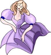 young girl in purple dress, comic character