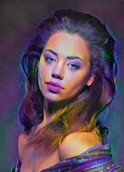 fashion portrait of a woman in bright colors