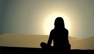 silhouette of a woman at sunset as an illustration